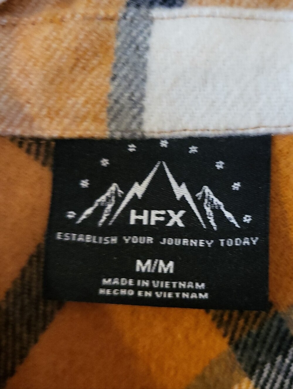 Mountain-Labeled Plaid Shacket in Mustard & Cream - Picture 2 of 5